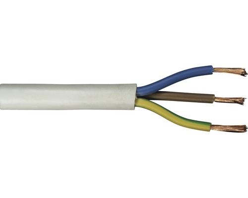 Anslutningskabel RKK (H05 VV-F), 3G 1,5 mm², vit, metervara Anslutningskabel RKK (H05 VV-F), 3G 1,5 mm², vit, metervara