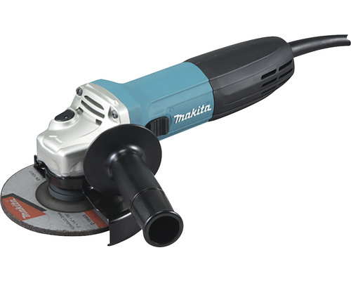 Makita vinkelslip med slipskiva och sidohandtag