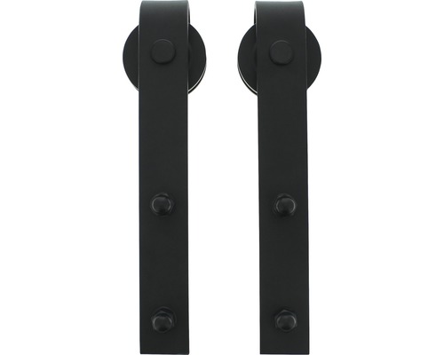 Två svarta skjutdörrsbeslag