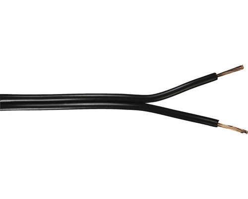 Högtalarkabel 2x0,75 mm² svart, metervara Dubbelledad kabel med exponerade koppartrådar