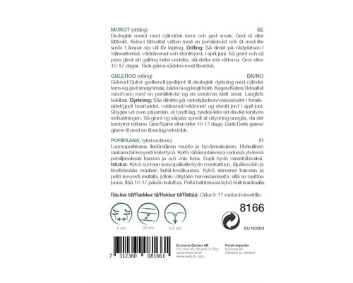 Information om sådd och skörd av morötter