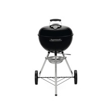 Svart klotgrill med lock, termometer och underrede