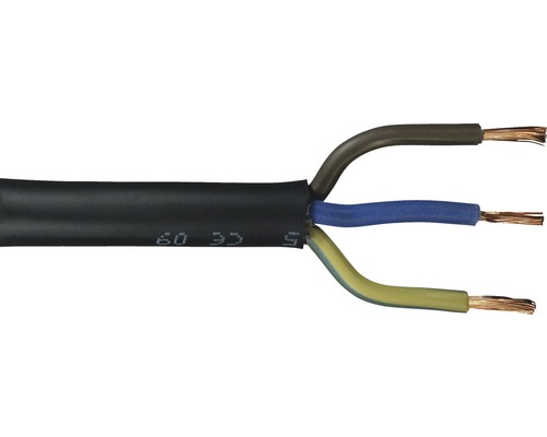 Gummiisolerad kabel H05 RR-5, 3G 1,0 mm², metervara Elektrisk kabel med tre ledare