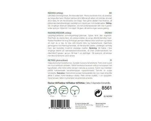 Information om sådd av rädisor