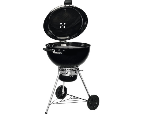 Klotgrill med öppet lock och hjul
