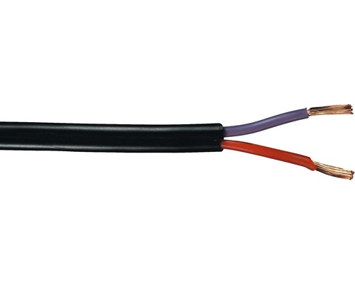 Lågspänningskabel VDE 0207, 2x1,5 mm², svart, metervara Platt högtalarkabel med två ledare