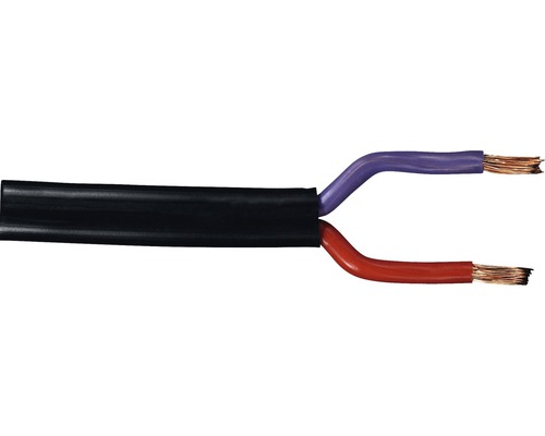 Lågspänningskabel VDE 0207 2x2,5mm² svart metervara Flat kabel med två ledare