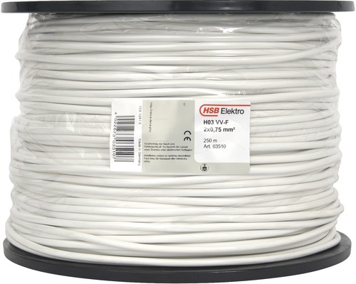 Anslutningskabel SKK (H03 VV-F), 2 x 0,75 mm², vit, metervara Anslutningskabel SKK (H03 VV-F), 2 x 0,75 mm², vit, metervara