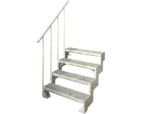 Trappa med fyra steg och räcke