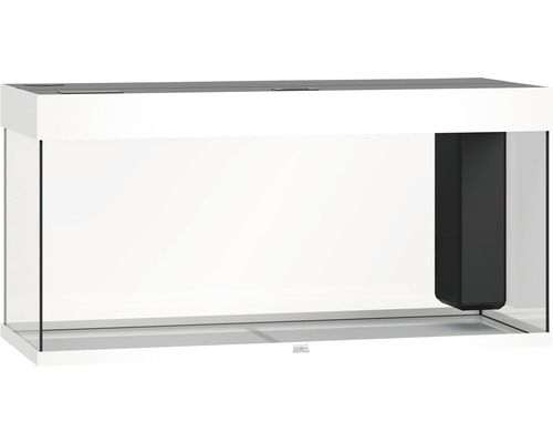 Vitt glasakvarium med integrerat innerfilter