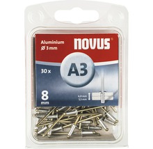 Blindnit NOVUS Ø 3x8mm aluminium 30-pack