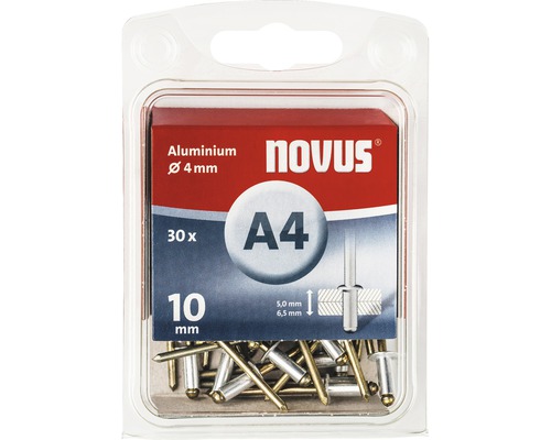 Novus blindnitar av aluminium, diameter 4 millimeter, 30 stycken