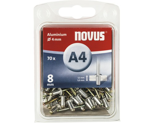 Novus blindnitar av aluminium, diameter 4 millimeter, 70 stycken