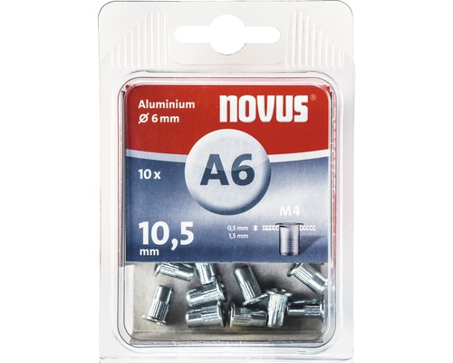 Blindmutter NOVUS M4 Ø 6x10,5mm aluminium 10-pack