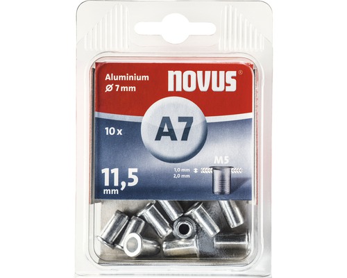 Blindmutter NOVUS M5 Ø 9x11,5mm aluminium 10-pack