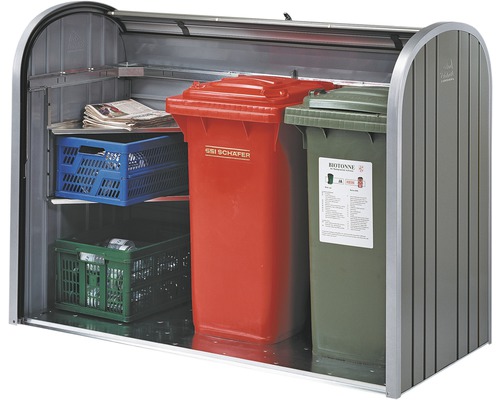 Soptunneskåp för förvaring av två soptunnor med rulljalusi