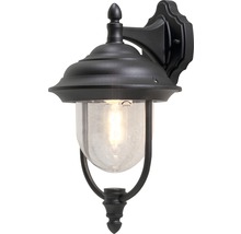 Svart vägglampa för utomhusbruk med klart glas