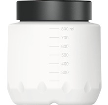 Doseringsflaska med en kapacitet på 800 ml och ett svart lock