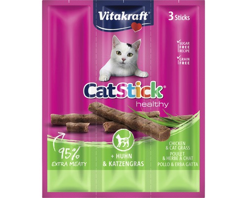 Kattgodis VITAKRAFT CatStick mini kyckling kattgräs 3st