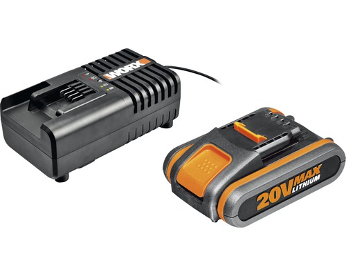Worx laddare och 20 volts litiumbatteri