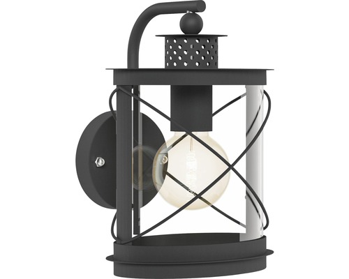 Vägglampa i lyktstil med dekorativ glödlampa