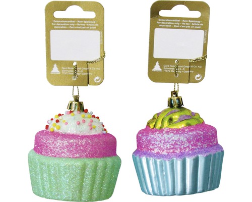 Julgranshänge cupcake 7,5cm blandade färger