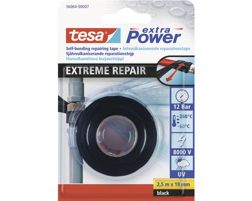 Reparationstejp Extreme Repair silikon TESA svart 19mm 2,5m