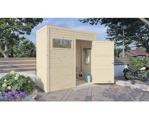 Trädgårdsskjul Cubo 1 med golv 2,7m² 234x115cm natur Trädgårdsskjul Cubo 1 med golv 2,7m² 234x115cm natur