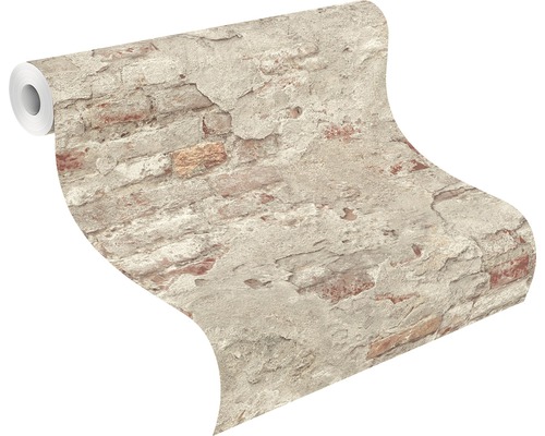 Tapetrulle med tegelväggsmotiv