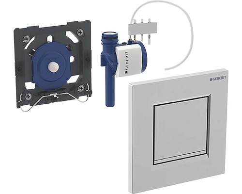 Geberit manöverpanel, spolbehållare, monteringsram och tillbehör för toalettinstallation