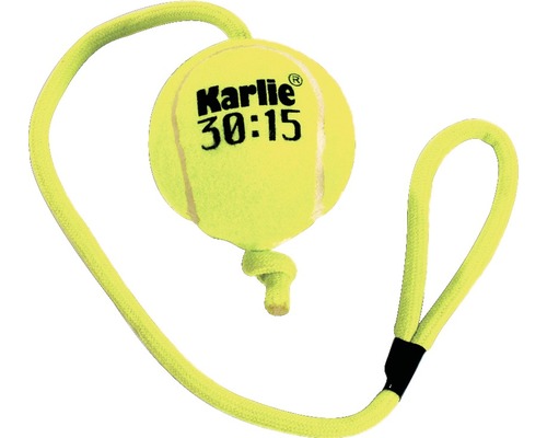 Hundleksak KARLIE tennisboll med rep 6cm gul