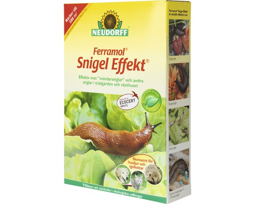 Förpackning med Ferramol snigelmedel mot sniglar
