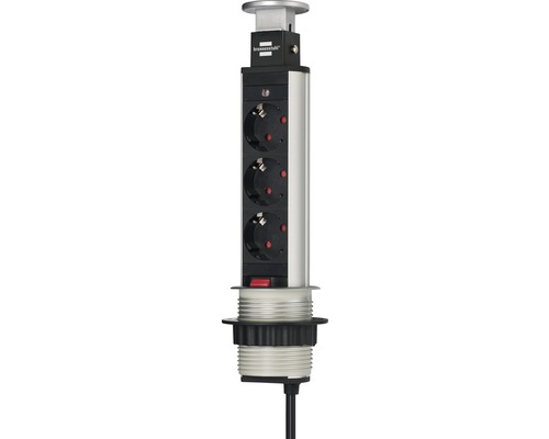 BRENNENSTUHL Nedsänkbart 3-vägs grenuttag TowerPower, med brytare, 2 m kabel Infälld grenuttag med tre uttag från Brennenstuhl