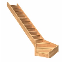Trätrappa med trekantig plattform