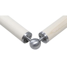 Hörnstolpe för räcke av trä och rostfritt stål