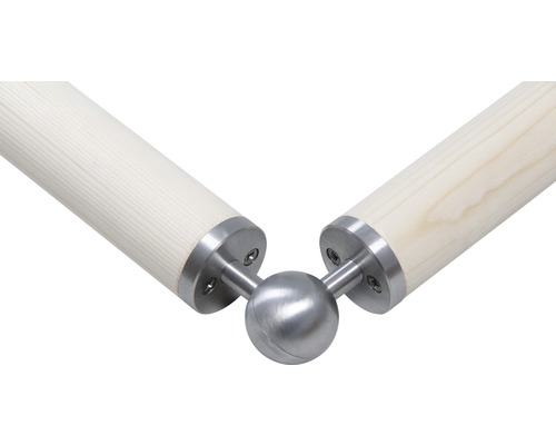 Hörnstolpe för räcke av trä och rostfritt stål