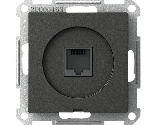 Modularuttag SCHNEIDER ELECTRIC Exxact 1x8polig RJ45 krone antracit, 5102078 Nätverksuttag med ram för väggmontering
