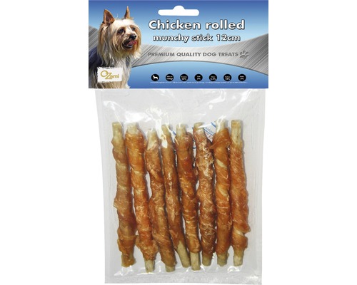 Hundgodis Chicken rolled munchy stick 12cm 100g