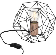Dekorativ bordslampa med geometrisk trådram och strömbrytare