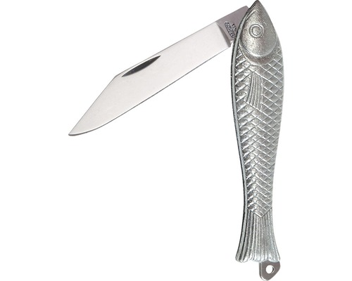 Fickkniv med fisklikt handtag och öppet blad