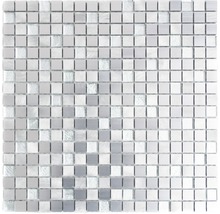 Fyrkantig mosaikplatta av glas och metall
