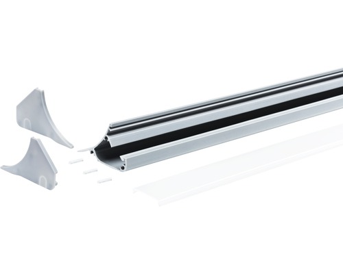 Aluminiumprofil med ändstycken och fästmaterial