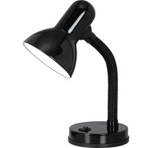 Svart skrivbordslampa med flexibel arm och strömbrytare