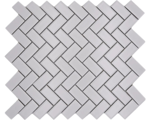 Mosaik keramik fiskben CHB 05W vit matt 30x30 cm Keramiska mosaikplattor i fiskbensmönster