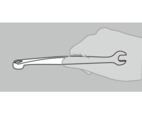 Illustration av en hand som håller en skiftnyckel.