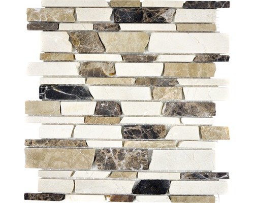 Mosaik natursten MOS BRICK 295 beige brun 27,5 x 30 cm Naturstensmosaikplatta för vägg- och golvbeläggning