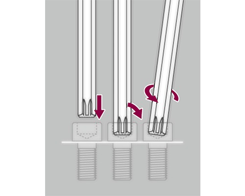 Illustration av en Torx-nyckel som skruvar i en skruv