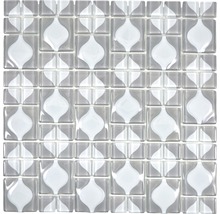 Fyrkantig mosaikplatta av glas med dekor