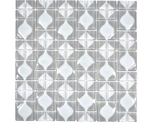 Mosaik glas WAVY 15 30x30 cm grå