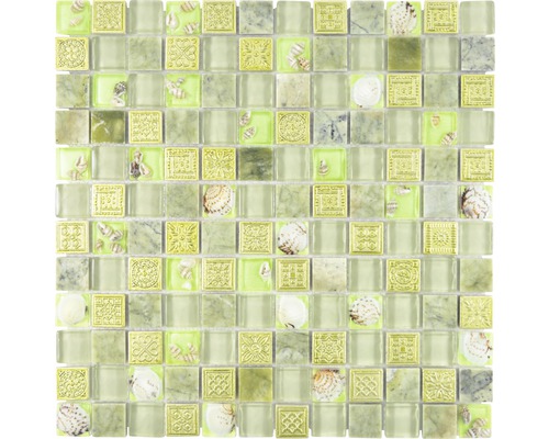 Mosaik glas XCM CN24 grön 30 x 30 cm